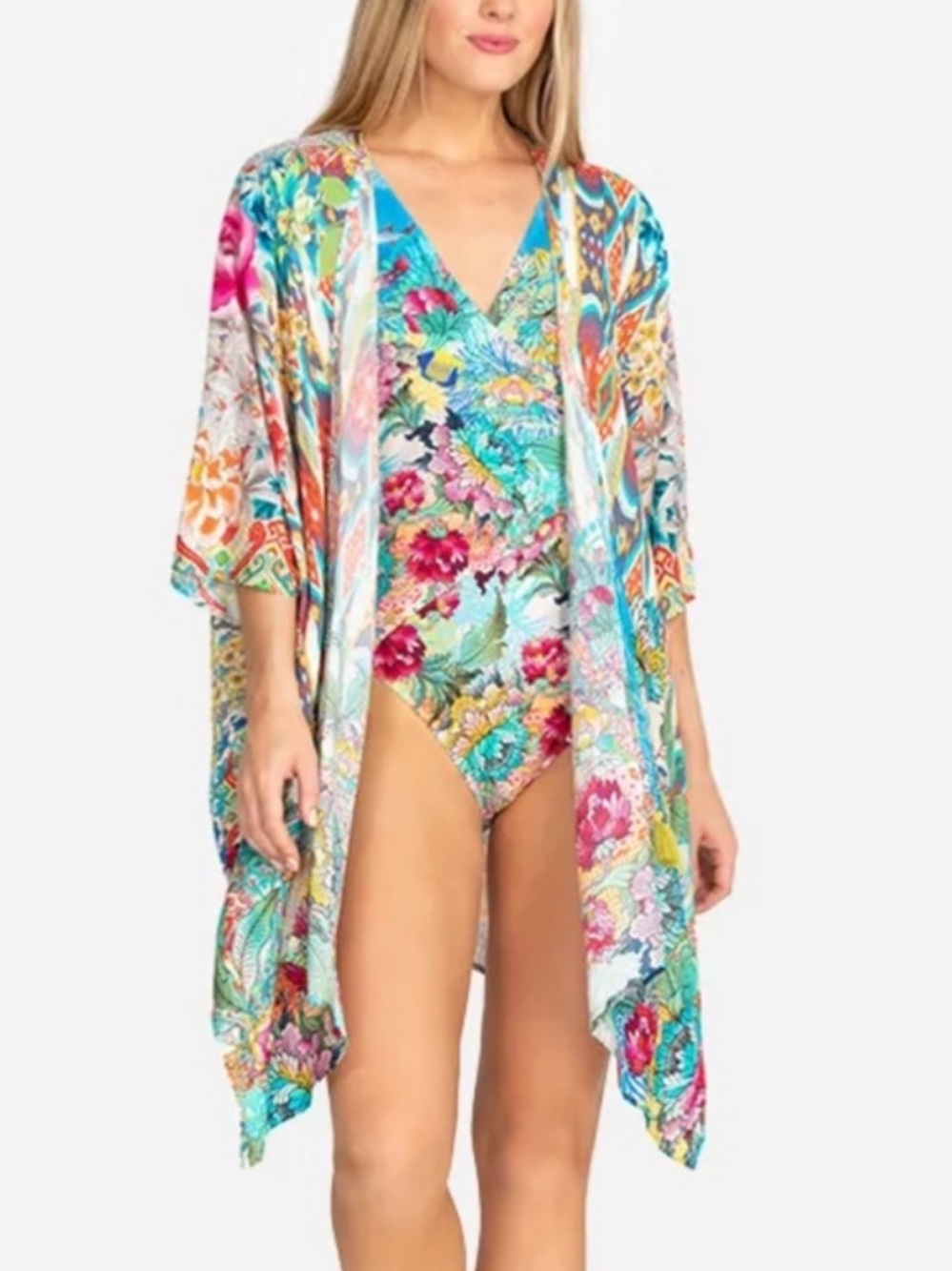 NWOT Johnny Was Women’s Pearce Short Kimono Swim Coverup - Picture 2 of 7
